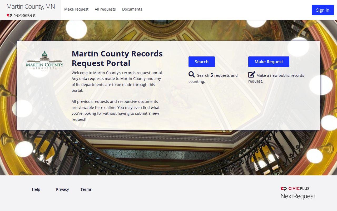 Martin County public records request portal used for Martin County warrant records requests
