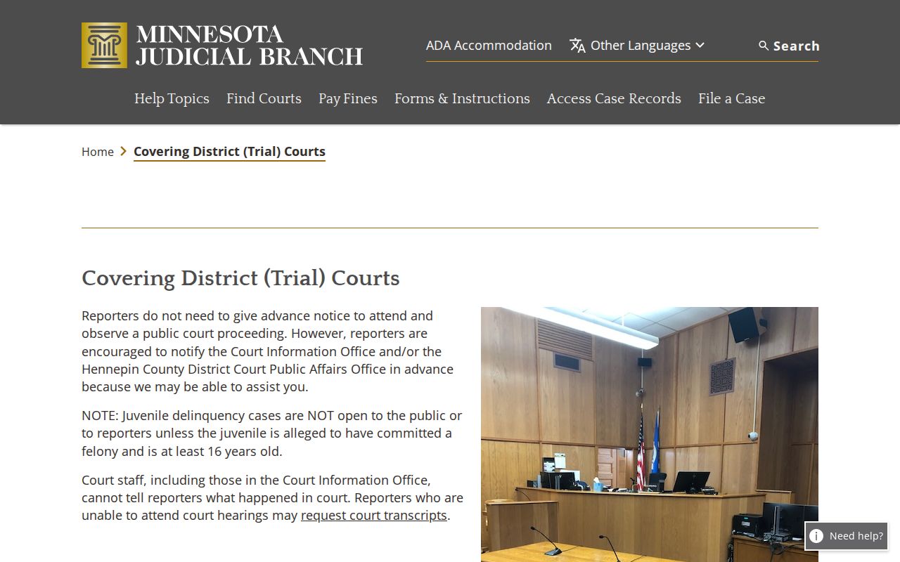 Minnesota Judicial Branch page explaining access limits on Martin County search warrant records